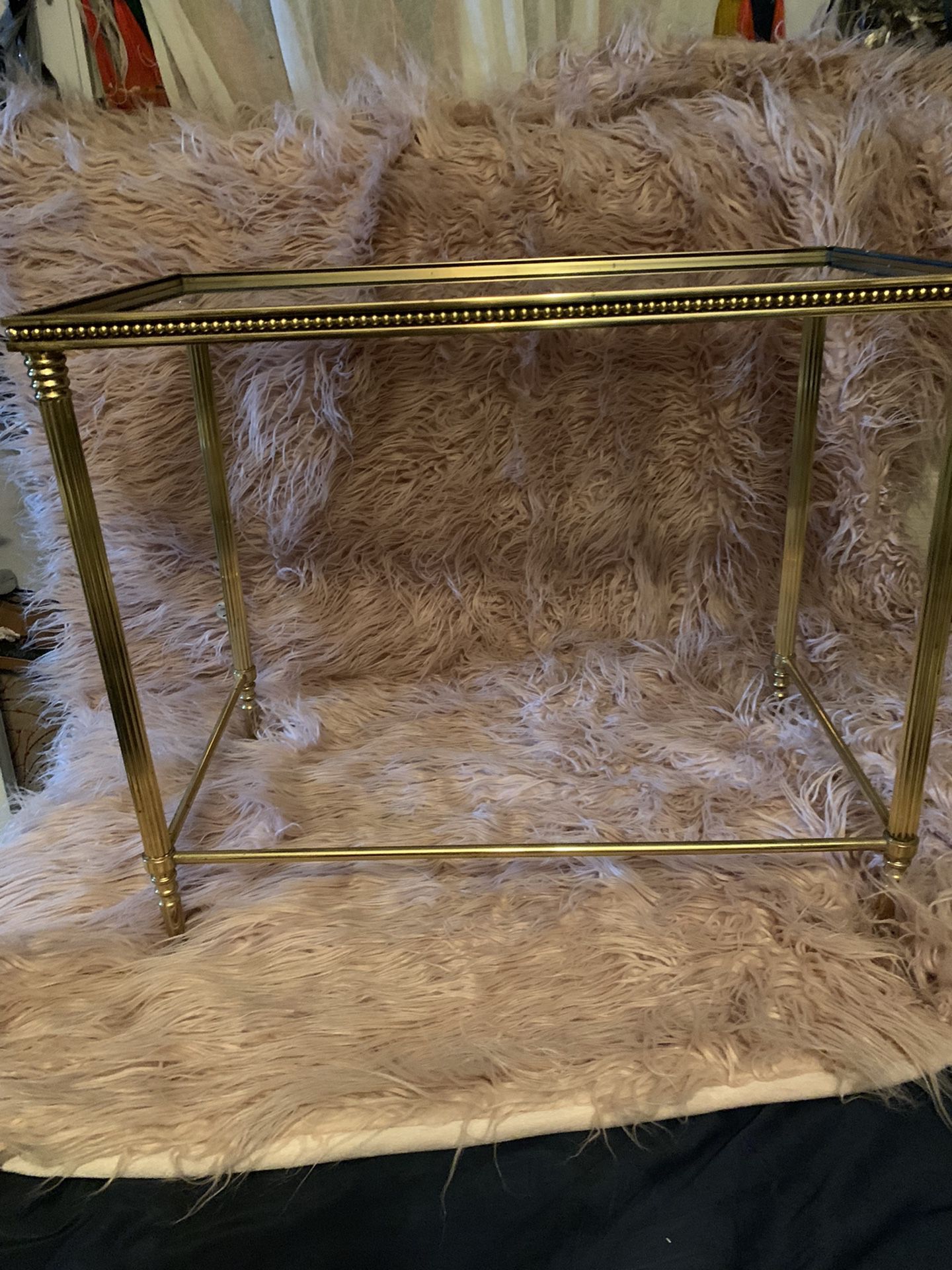 Vintage Gold Brass  End Table 