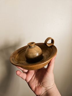Handmade Stoneware Candle Holder with Handle