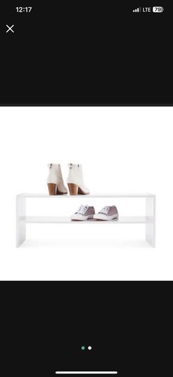 2 White Shoe Rack Stackable Storage Shelves For Stacking