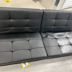 Black Faux Leather Futon 