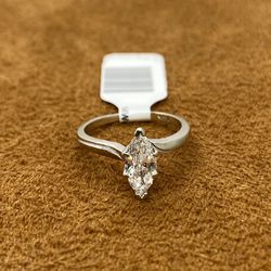 White Gold Marquise Solitaire Ring