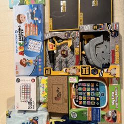 Tool Sets, Blankets, Stuffed Animals, Wooden Blocks & Learning Tablet/poster Etc
