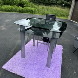 Double Glass Bar Style Breakfast Table And 4 Bar Chairs