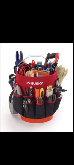 Husky Bucket Jockey, a tool organizer designed to fit around a standard 5-gallon bucket. No Tools Or Bucket Included