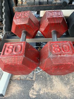 80lb hex iron dumbbell set weights