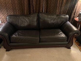 Free Dark Brown Real Leather Sofa