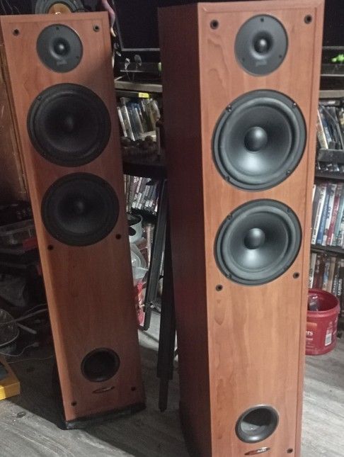Polk Audio R50 Front Port Tower Speaker Pair Cherry Wood