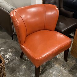 Oversized Accent Chair Orange Vegan Leather - Burbank 