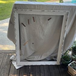 Chicken wire Painted Frame With Clothes Pins For Hanging Photos, Artwork, Etc.