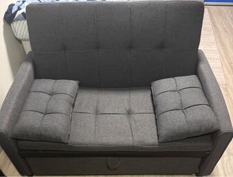 Modern Gray Convertible Futon Sofa Bed