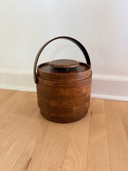 MCM Faux Vinyl Wood Ice Bucket