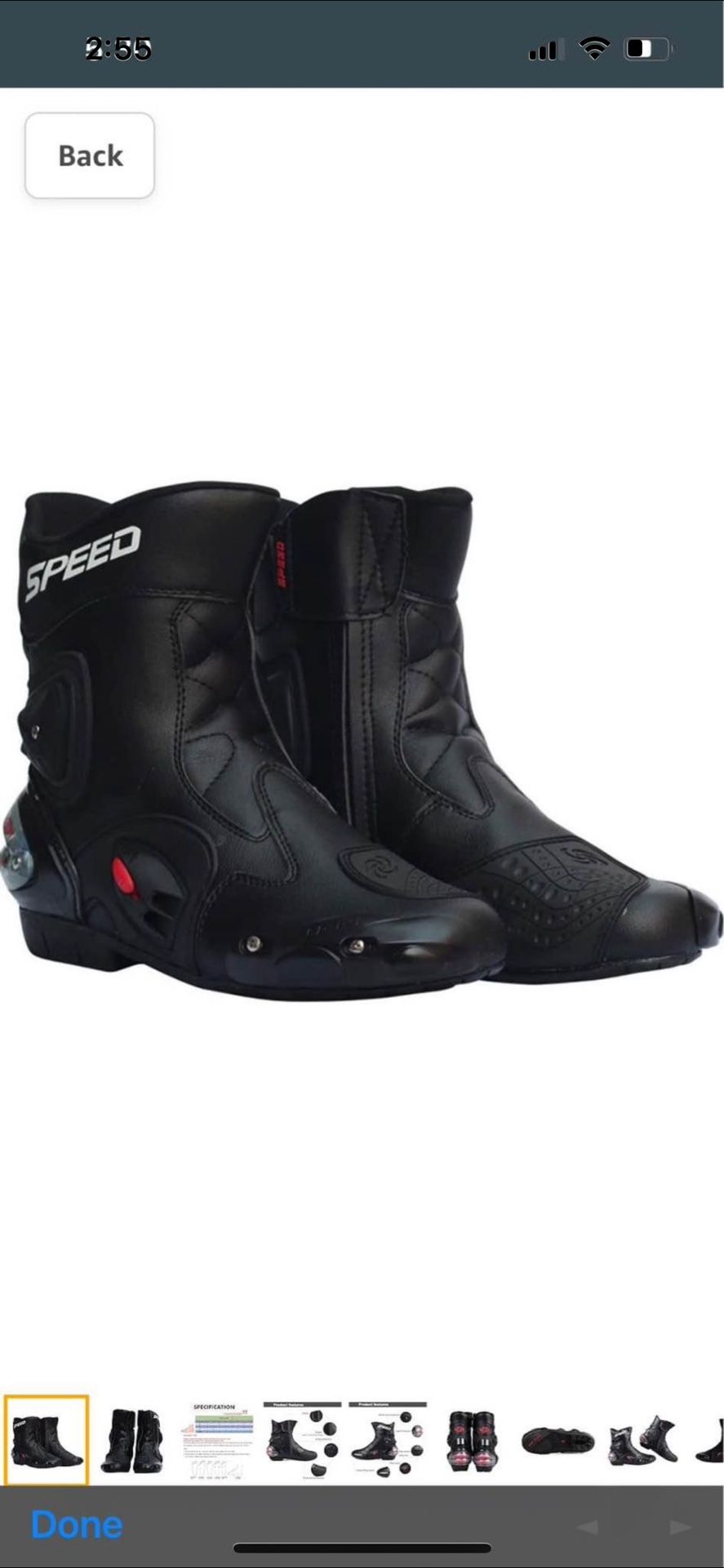LKN Ankle Joint Protective Gear Motorcycle Boots Shoes for Riding Racing Black - SIZE 45