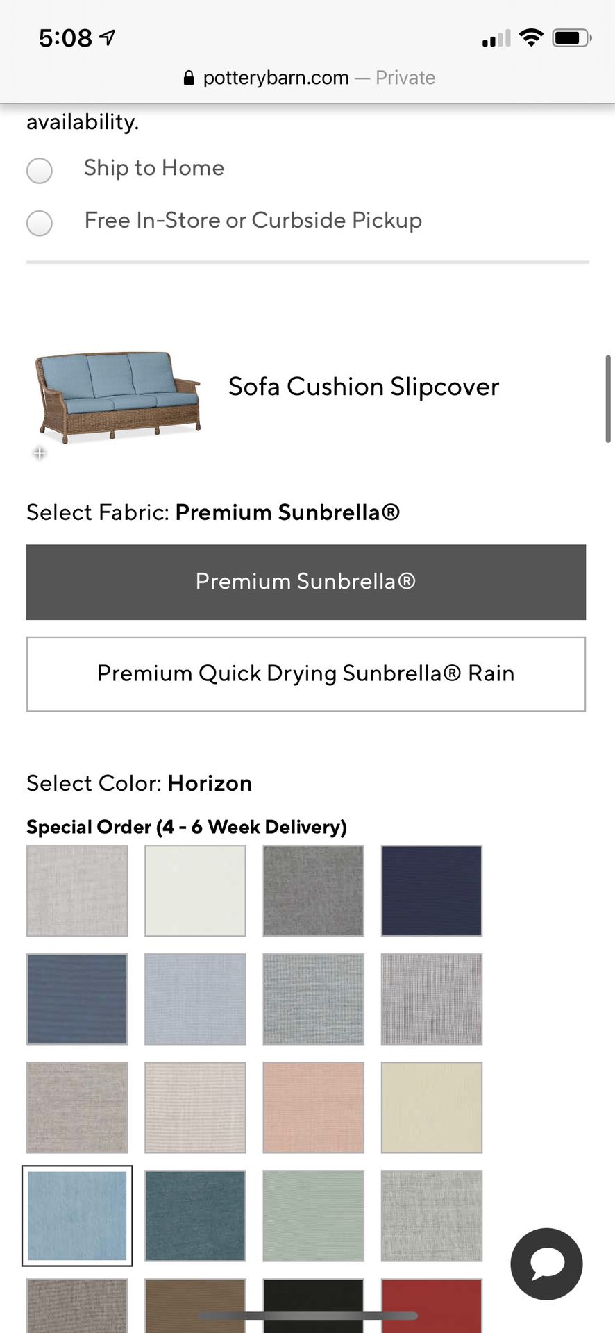 Pottery Barn Sunbrella Sofa Cushion Slipcovers HORIZON 3 Seats 3 Backs - $499 Retail