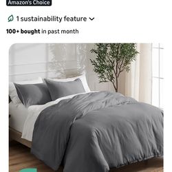 New Dark Gray Queen Duvet Cover Set 1800 Thread Count