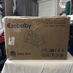 Ezebaby Portable Travel Bassinet for Baby 0-5 Months, Foldable Newborn Bassinet Baby Bed Infant Crib with Padded Mattress, Canopy, Mosquito Net, Carry