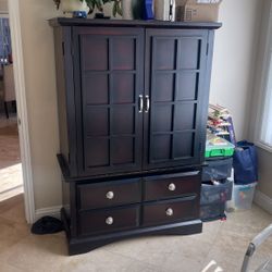 Dark Brown Wooden Tv Armoire 
