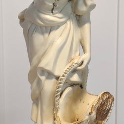 Vintage Marwal Chalkware Statue Planter Girl w/ Basket