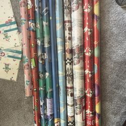 Vintage Wrapping Paper -10 Rolls And Two Flat Packs