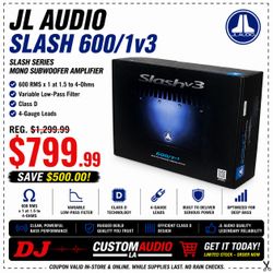 JL Audio SLASH Series 600/1v3 Mono Subwoofer Amplifier 1200 Watts Amp 🚨 Payment Options Available 🚨 No Credit Needed 🚨