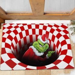 Room Decoration Doormat,3D Illusion Floor Mat Non-Slip Door Mats (Red, 50x80 CM) GRINCH Red