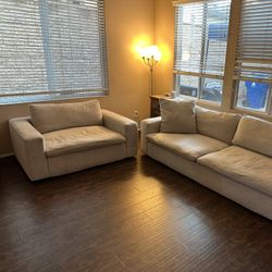 Sofa and Chair Set, Beige Color, Paloma Cotton Collection