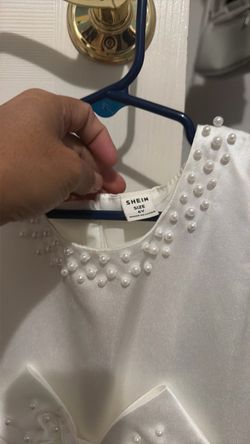 SHEIN Girls White Pearl Embellished Top Size 6Y