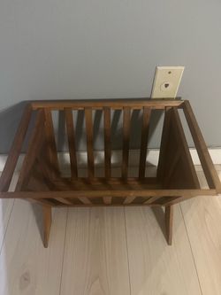 Mid-Century Modern Wooden Magazine Rack