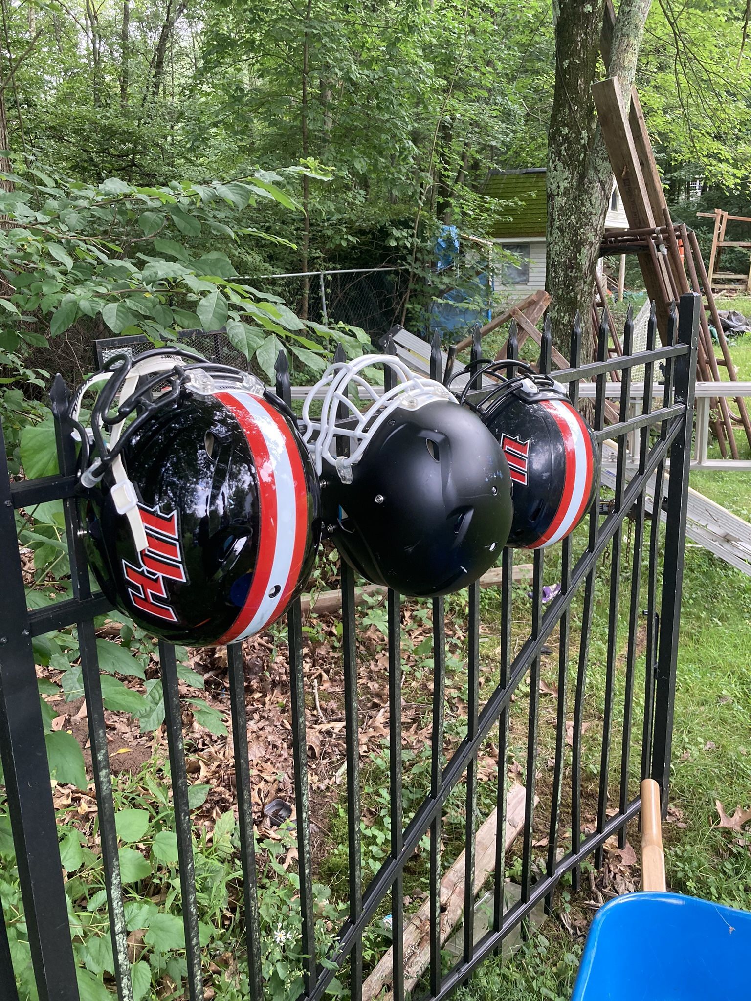 3 Football Helmets 