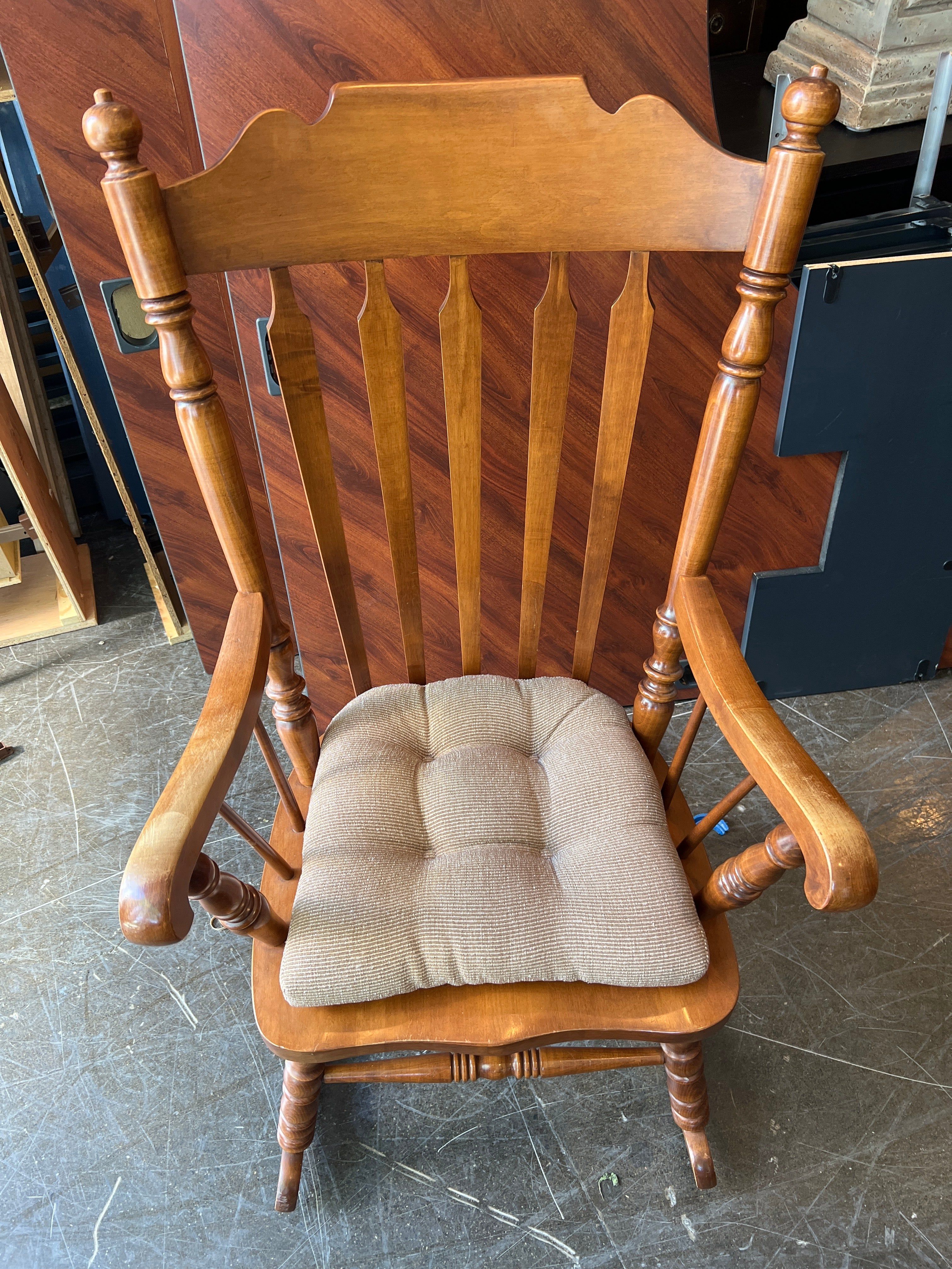 Solid Wood Rocking Chair with Cushion