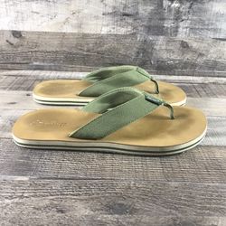 Carolinas Saltwater Men s Green Canvas Flip Flop Thong Sandals