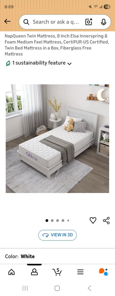Twin Individual 8 In Mattress And 7 Inch Box Spring