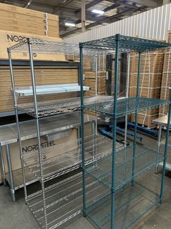 New all sizes available heavy duty chrome and epoxy wire shelving racks NSF