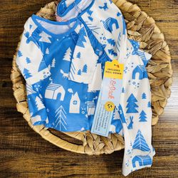 Toddler Girls Cat & Jake Moose Blue & White Soft Pajamas, Size 5