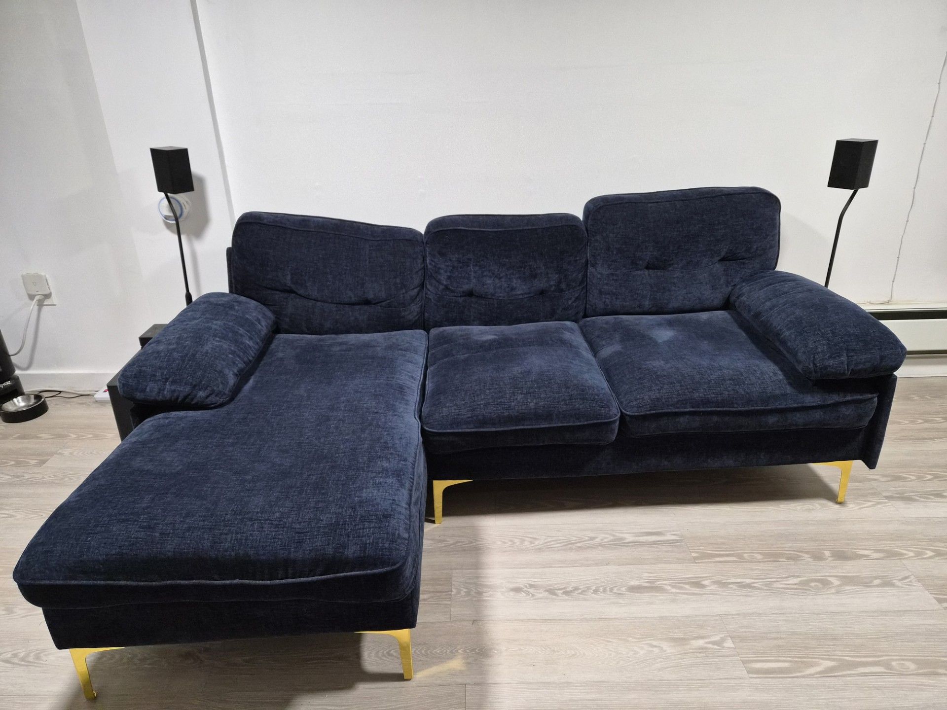 Navy Blue Sectional Sofa with Chaise