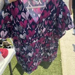 Breast Cancer Awareness Medical Uniform Top