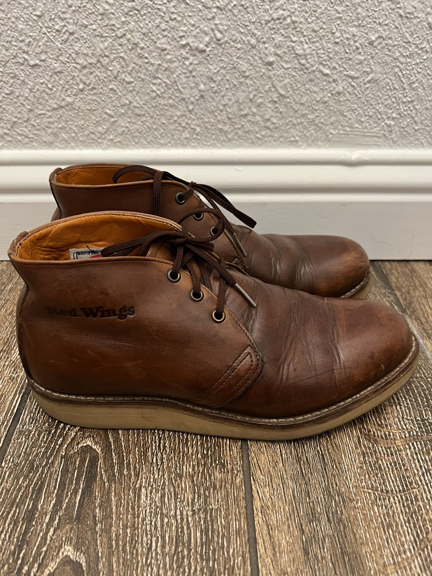Red Wing 595 Heritage Chukka Work Boots Brown Made In USA sz 6.5