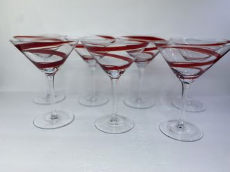 Pier 1 Swirline Red Martini Glass 6 5/8