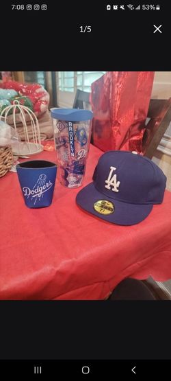 Dodgers Bundle Tervis 24 Oz Tumbler/Baseball cap size 7 3/8 and Beer Sleeve