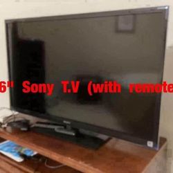 46"  Sony  T.V  (with  remote)  -  $135