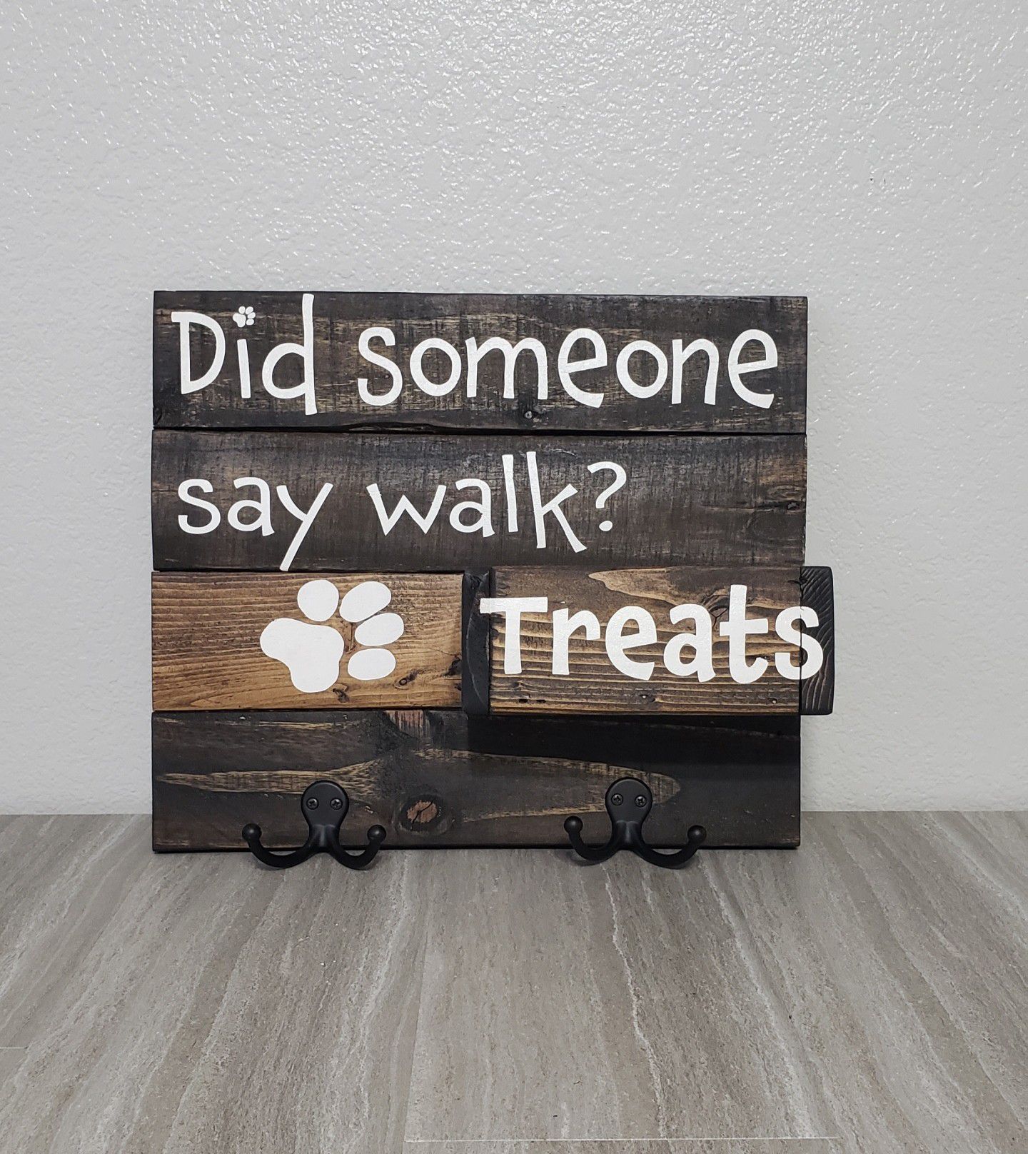 Leash and treat holder sign