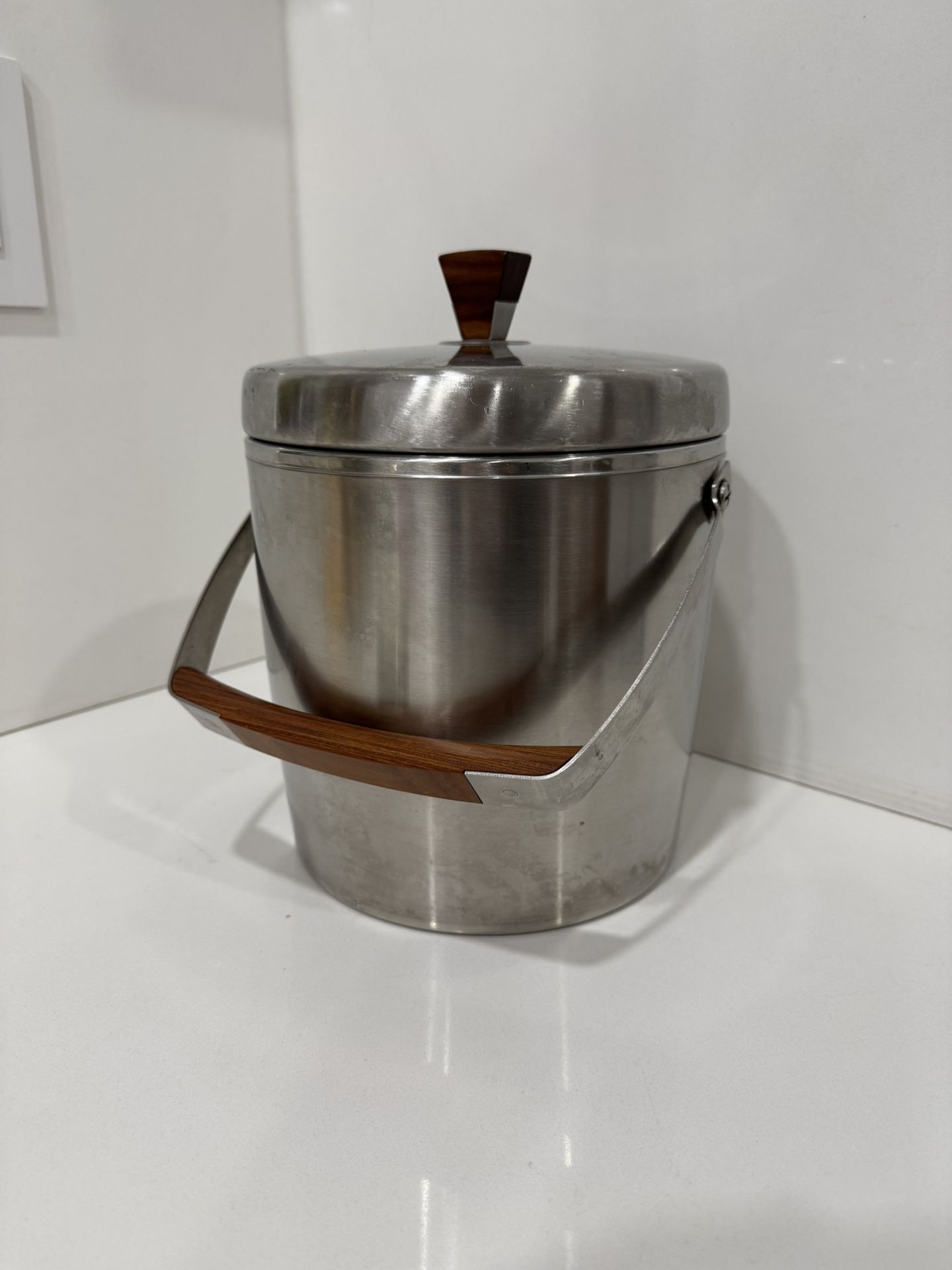 Vintage West Bend Ice Butler Ice Bucket Mid Century Modern Stainless Steel