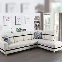 🔥ON SALE🔥  White Sectional Sofa Set w/ Ottoman (Right Chaise)🔥Clearance🔥(Save $130 👍90 days FREE FINANCING ❗NO CREDIT CHECK❗ 