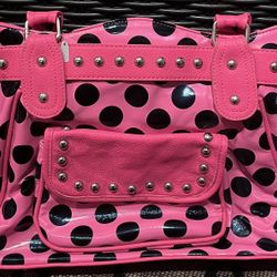 Hot Pink Polka Dot Y2K Studded Shoulder Bag