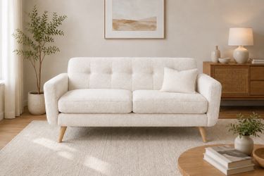 2 seater white Teddy Sherpa loveseat