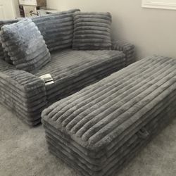 Thomas Fabric Oversized Chair With Storage Ottoman