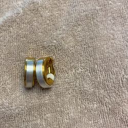 Gold And White Hoop Earrings 