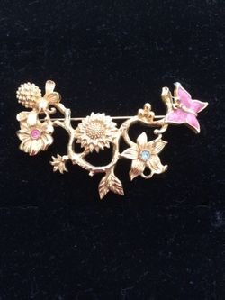 Avon flower and butterfly brooch/pin