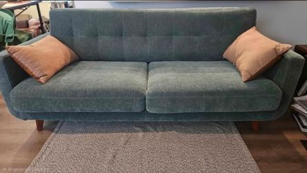 Allie Midnight Jade Green Velvet Fabric 80" Sofa