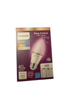 WiZ Connected 40W B12 Color LED Smart Bulb – Brand New Sealed, E12 Base, Wi-Fi + App/Voice + Matter
