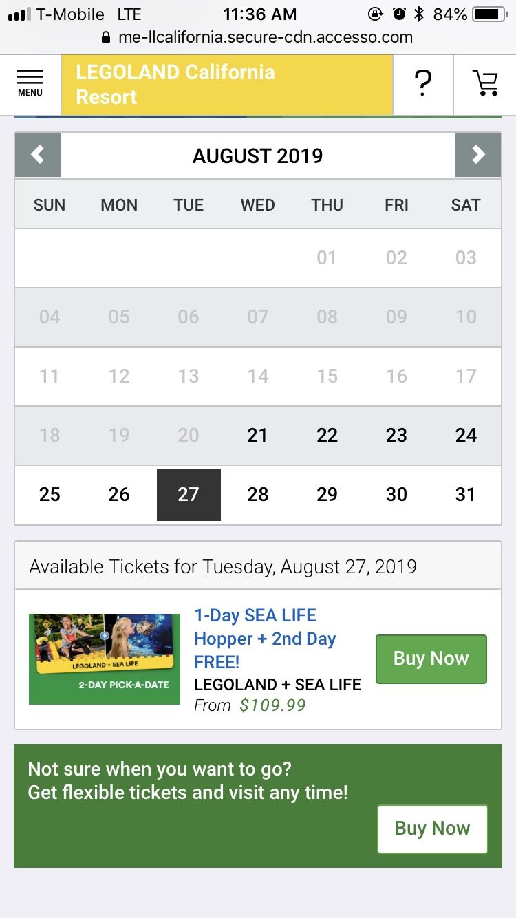 4 Legoland Tickets for $200